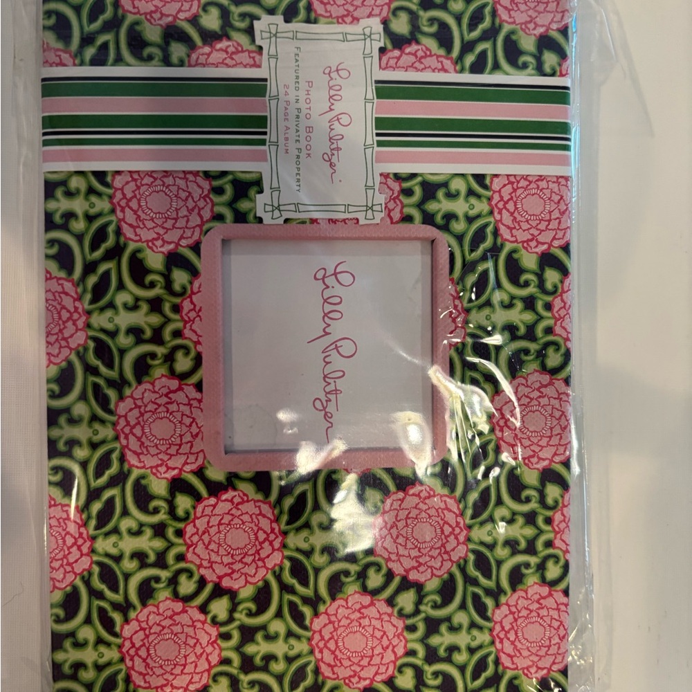Lilly Pulitzer Pink Floral and Green Patterned photo book.